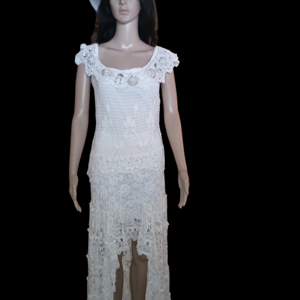 Boston Proper White Lace Maxi Dress